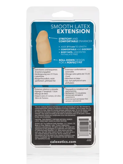 Smooth penis extension sleeve soft cock head 3-inch dick