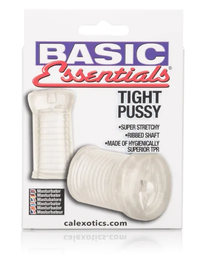 Basic Essentials Tight Pussy Ribbed Shaft Stretchy Pussy Masturbation Sleeve