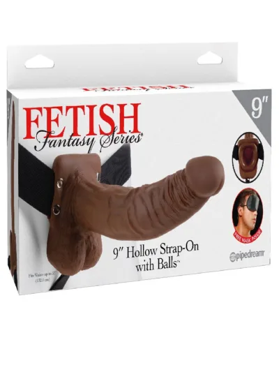 9 Inch Hollow Strap-on with Balls Fetish Fantasy Series - Brown