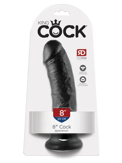 8-inch Cock Realistic King Cock with Suction Cup Based - Black