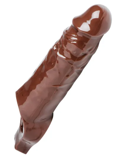 Really Ample Penis Enhancer Sheath Penis Extension Sleeve - Brown