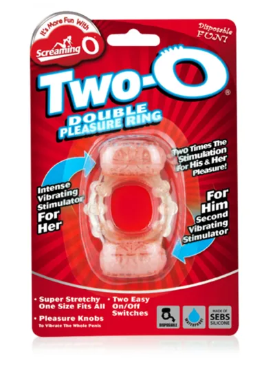 Double Pleasure Ring Disposable Vibrating Cock Ring Two-O