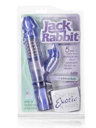 Waterproof Jack Rabbit Vibe with Rotating Shaft - Purple