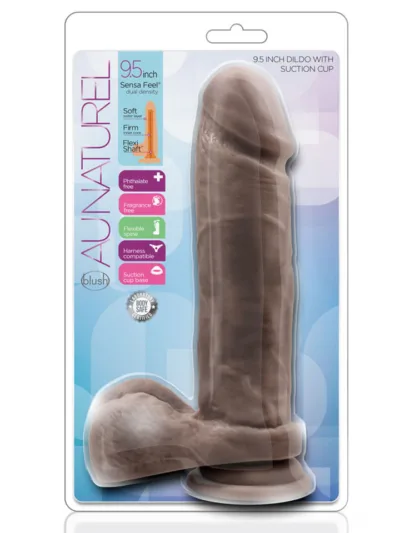 9.5 Inch Dildo with 2.5 Inch Girth and Flexible Spine - Chocolate