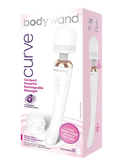 Bodywand Curve Rechargeable Massager with Replaceable Head - White