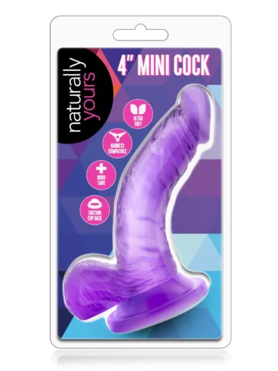 4 Inch Strap-On Dildo Mini Cock with Suction Cup - Purple