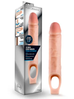 10 Inch Penis Sleeve Realistic Cock Extender with Ball Strap