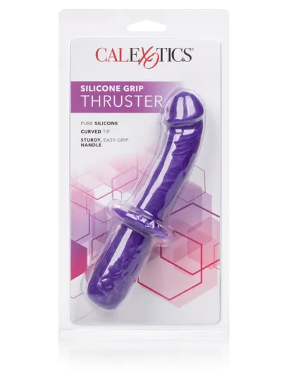 Dildo Thruster with G-Spot Curve & Silicone Grip Handle - Purple