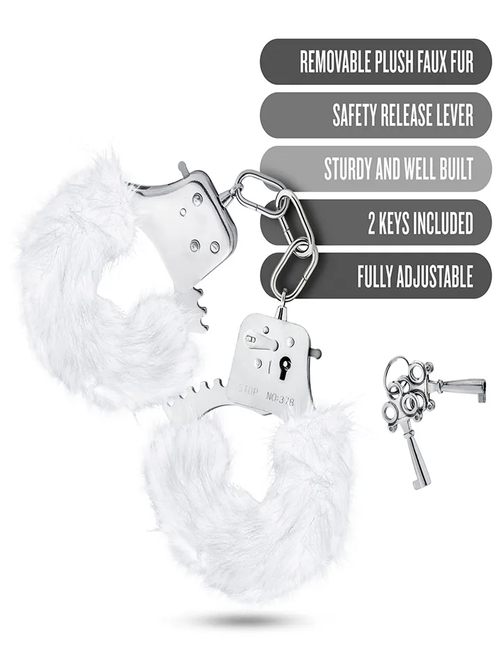 White plush fur handcuffs luxury bondage & fetish toys
