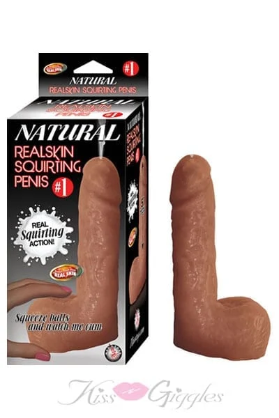 Natural Realskin Squirting Penis - Brown
