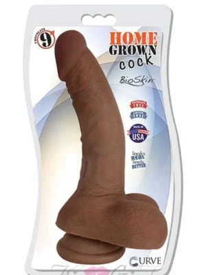 9 Inch Dildo Suction Mounted Dildo with Balls - Chocolate