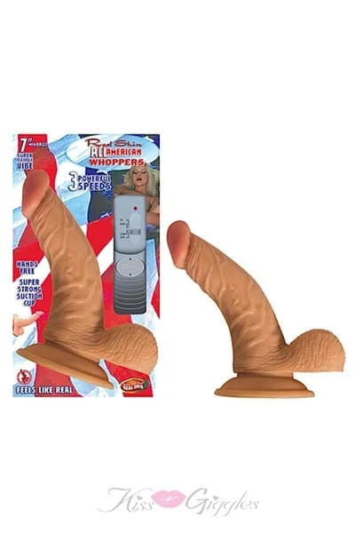 All American Whopper 7 Inch Vibrating Dong with Balls & Suction Cup
