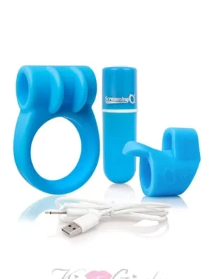 All-in-one Cock Ring & Clit Stimulator Screaming-O - BLUE