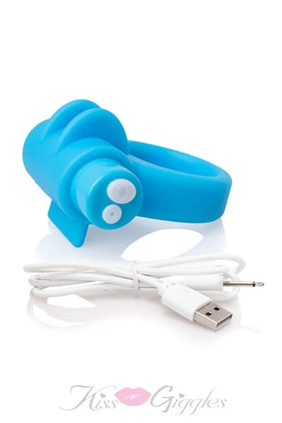 All-in-one flexible two-sided cock ring/clit stimulator - blue