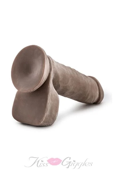 8 Inch Thick Cock with Balls Suction Mounted Dildo - Chocolate