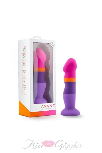 8 Inch Purple & Pink Curves Ridges Dildo with Suction Cup Base