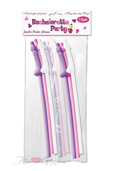 Bachelorette Party Jumbo Flexy Super Percker Straws - 10 Pack