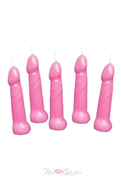 Bachelorette Pecker Party Pink Candles 5pk
