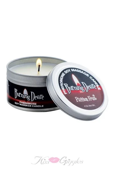 Pheromone Soy Massage Candle Burning Desire Passion Fruit - 4 oz.