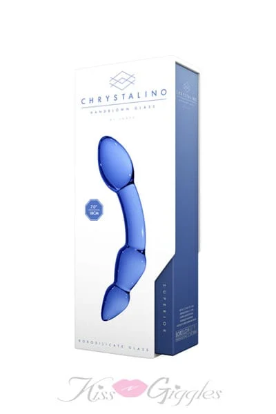 5 inch Curve Two Heads Anal Glass Dildo - Chrystalino Superior Blue