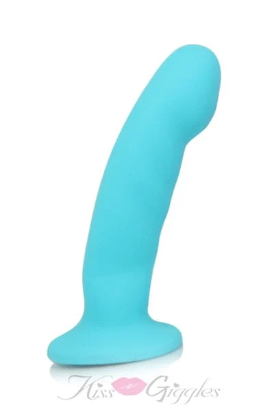 Slim g-spot dildo strap on dong satin smooth finish - blue