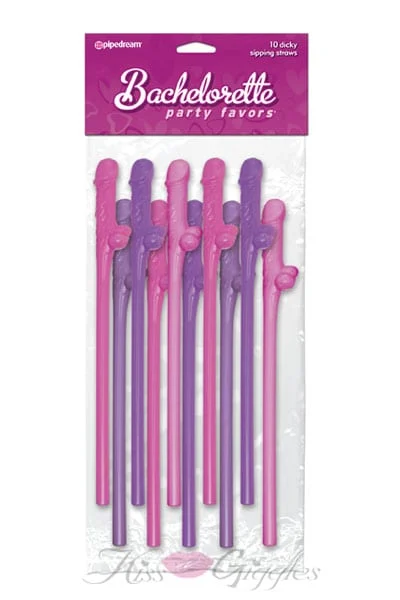 Dicky Sipping Straws Assorted Colors - 10 Pack Bachelorette Party