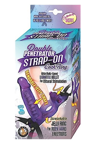 Double Penetrator Strap-On Cockring - Purple