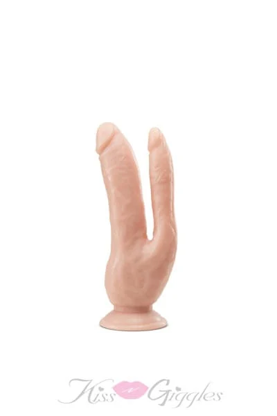 8 Inch Double Penetration Dildo with Suction Cup Base - Vanilla