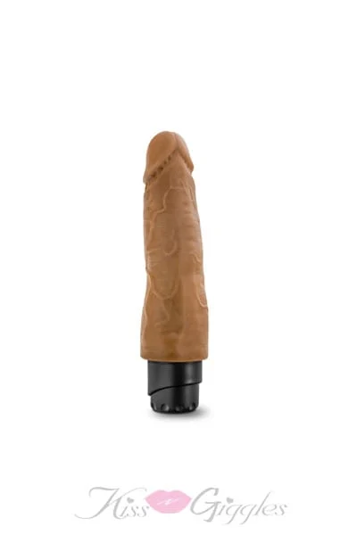 8 Inch Vibrating Cock with Realistic Feel Balls - Dr. Skin - Mocha