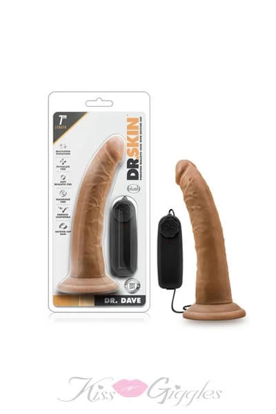 Dr. Skin - dr. Dave - 7 inch vibrating cock with suction cup - mocha