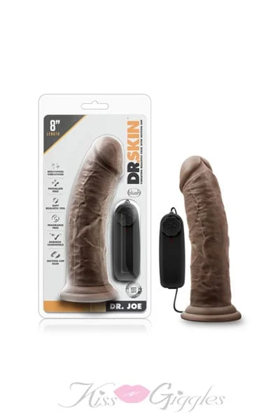 Dr. Skin - 8 inch vibrating cock with suction cup - chocolate
