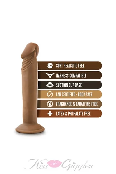6 inch dildo realistic thick cock with 1. 5 inches girth - mocha