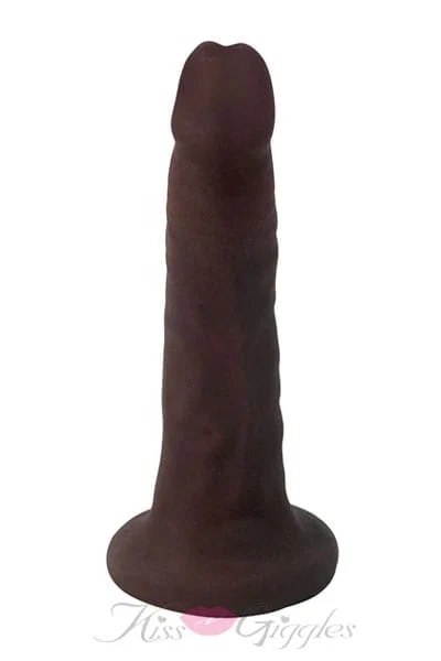 6 Inch Cock Dual Density Slim Dong with Suction Cup Base - Brown
