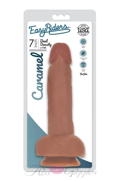 7 Inch Slim Dong with Balls & Suction Cup Base Dildo - Caramel