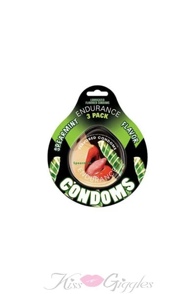 Endurance Spearmint Flavored Condoms - 3 Pack