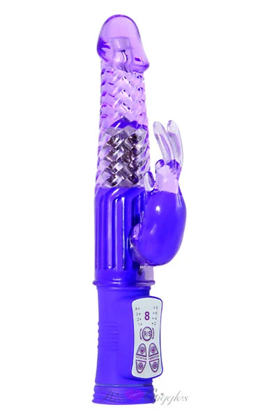 Beaded Shaft Rechargeable Rabbit Multi Orgasmic Vibrator - Purple