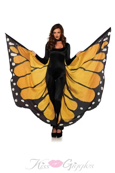 Festival Butterfly Wing Halter Cape - Orange/ - One Size - Black