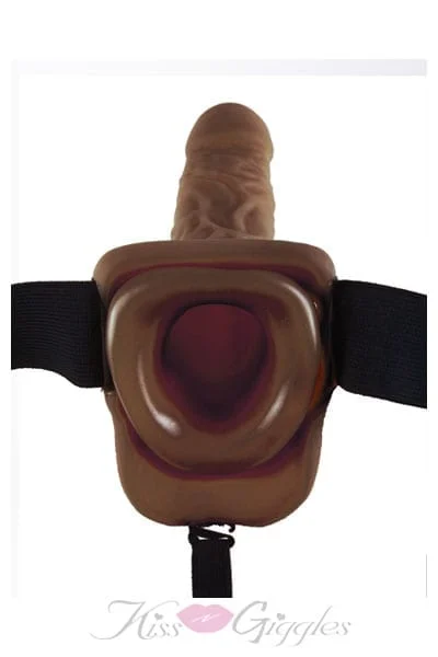 Fetish Fantasy - 9 Inch Vibrating Hollow Strap-on with Balls - Brown