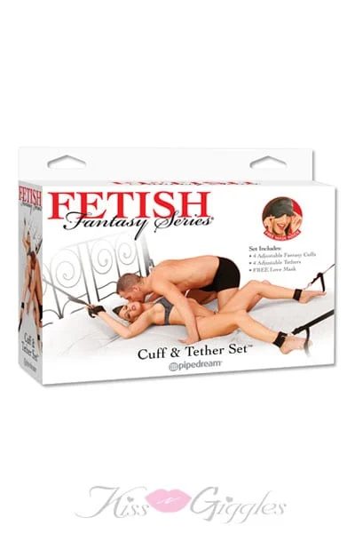 Adjustable Cuff And Tether Set with Free Blindfold Mask