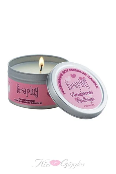 Pheromone Soy Massage Candle Strawberries and Champagne - 4 oz.
