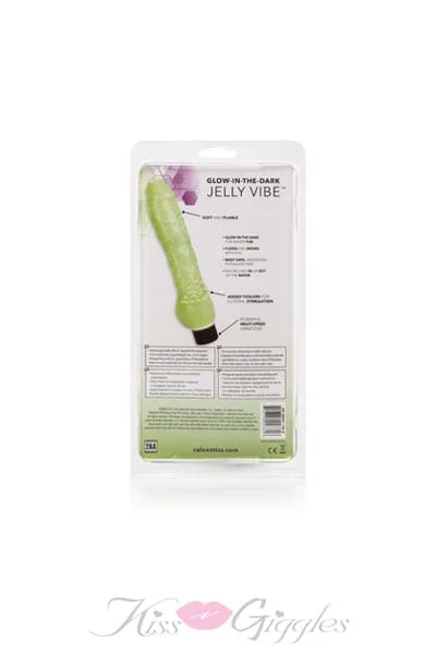 Glow in the dark jelly penis vibrator - green 7-inch