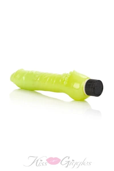 Glow in the dark jelly penis vibrator - green 7-inch