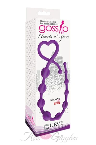 Anal Beads with Heart Pull Ring - Gossip Hearts n' Spurs - Violet