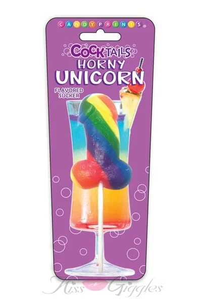 Tutti Frutti Penis Lolly Pop Horny Unicorn Cocktail Sucker