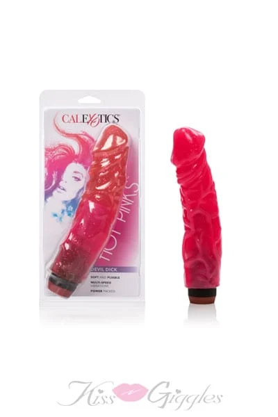 Hot Pinks Devil Dick 8.5-inch - Vibrating Jelly Dong - Pink