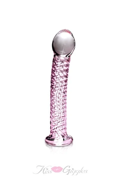 Luxurious Glass Massager Dildo with Ribbed Shaft - Icicles No 53