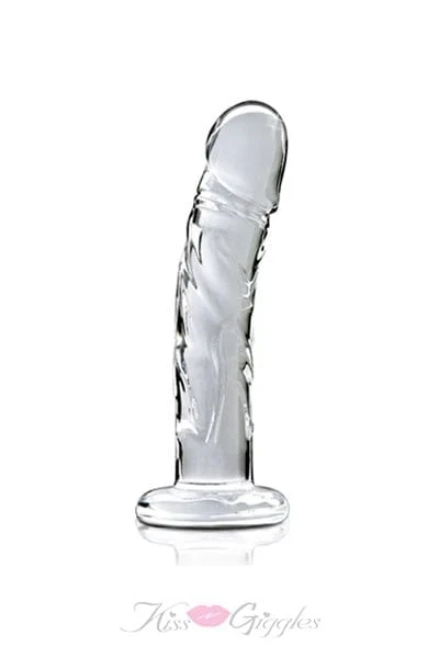Realistic Cock Glass Slightly Curve Clear Dildo - Icicles No 62