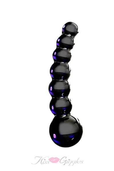 Graduated Beaded Shaft Black Glass Anal Beads - Icicles No 66