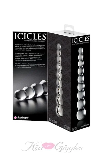 8.5-inch Glass Anal Beads Stimulator - Clear Glass Icicles