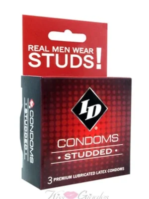 ID Studded Condoms Premium Lubricated Condoms - 3 Pack